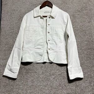 Chadwick’s Woman’s White Denim Button Up Jacket Size 6 *flaws